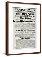 Poster Advertising Edmund Kean (1787-1833) in 'Richard III' at the Theatre Royal, Haymarket, 1832-null-Framed Giclee Print