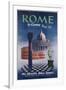 Poster Advertising Flights to Rome by Clipper, Produced by Pan American Airlines, C.1950-null-Framed Giclee Print