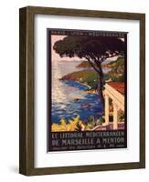 Poster Advertising French Railways to Mediterranean Coast-null-Framed Photographic Print