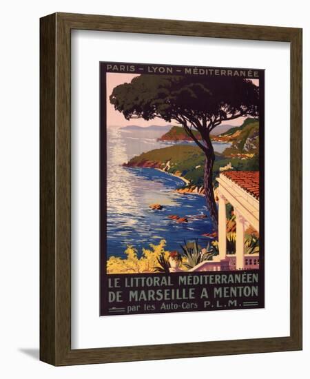 Poster Advertising French Railways to Mediterranean Coast-null-Framed Photographic Print