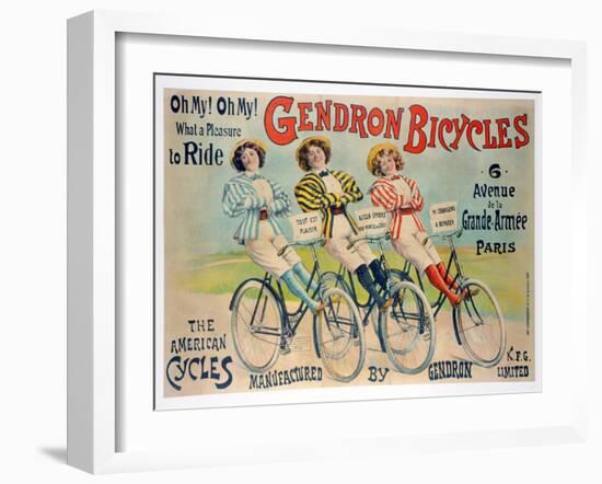 Poster Advertising Gendron Bicycles, Published by Chambrelent, Paris-null-Framed Giclee Print