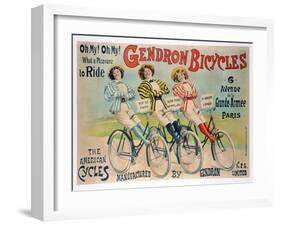 Poster Advertising Gendron Bicycles, Published by Chambrelent, Paris-null-Framed Giclee Print