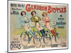 Poster Advertising Gendron Bicycles, Published by Chambrelent, Paris-null-Mounted Giclee Print