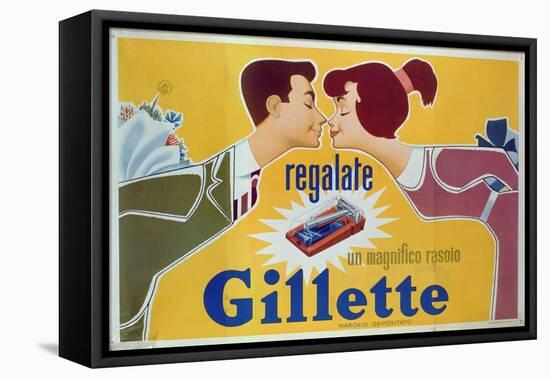 Poster Advertising Gillette Razors-Italian School-Framed Stretched Canvas