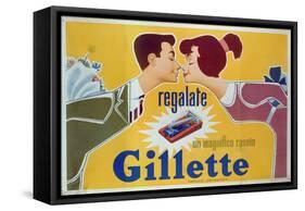 Poster Advertising Gillette Razors-Italian School-Framed Stretched Canvas