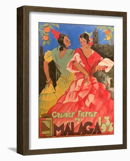 Poster Advertising Grandes Fiestas De Malaga 1933-null-Framed Giclee Print