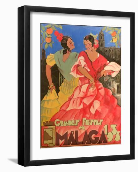 Poster Advertising Grandes Fiestas De Malaga 1933-null-Framed Giclee Print