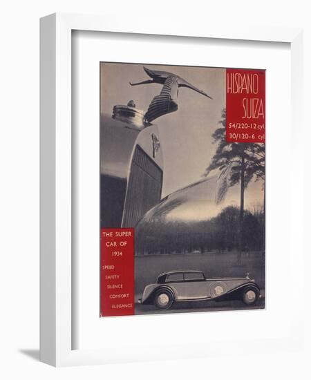 Poster Advertising Hispano-Suiza Cars, 1934-null-Framed Giclee Print