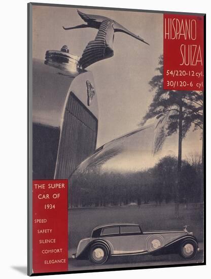 Poster Advertising Hispano-Suiza Cars, 1934-null-Mounted Giclee Print