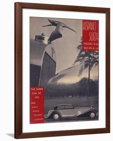 Poster Advertising Hispano-Suiza Cars, 1934-null-Framed Giclee Print