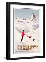 Poster Advertising Holidays in Zermatt, 1947-null-Framed Giclee Print