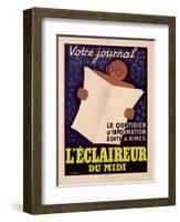 Poster Advertising 'L'Eclaireur Du Midi' Newspaper, C.1939-J.M. Bompard-Framed Giclee Print