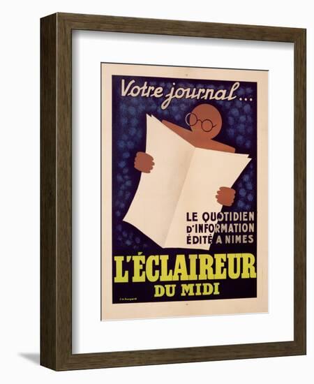 Poster Advertising 'L'Eclaireur Du Midi' Newspaper, C.1939-J.M. Bompard-Framed Giclee Print