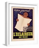 Poster Advertising 'L'Eclaireur Du Midi' Newspaper, C.1939-J.M. Bompard-Framed Giclee Print