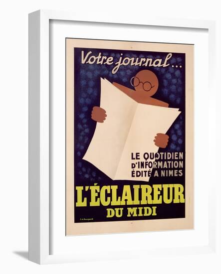 Poster Advertising 'L'Eclaireur Du Midi' Newspaper, C.1939-J.M. Bompard-Framed Giclee Print
