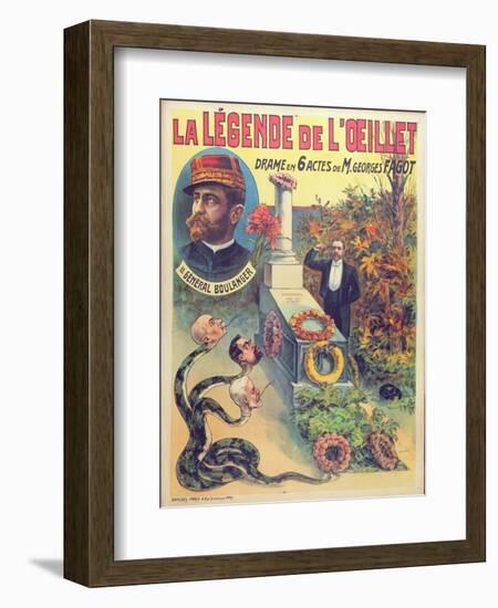 Poster Advertising 'La Legende De L'Oeillet', a Play by Georges Fagot (Colour Litho)-Candido Aragonez de Faria-Framed Giclee Print