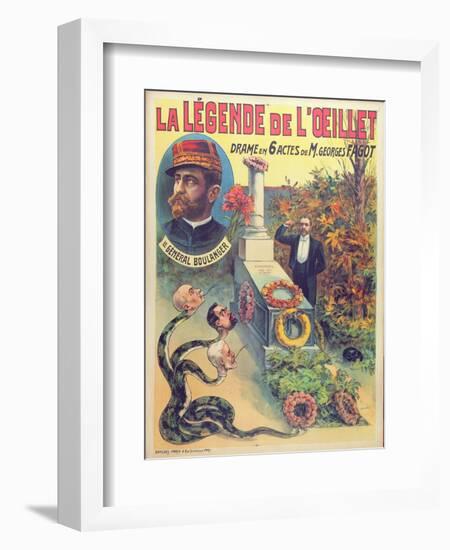 Poster Advertising 'La Legende De L'Oeillet', a Play by Georges Fagot (Colour Litho)-Candido Aragonez de Faria-Framed Giclee Print