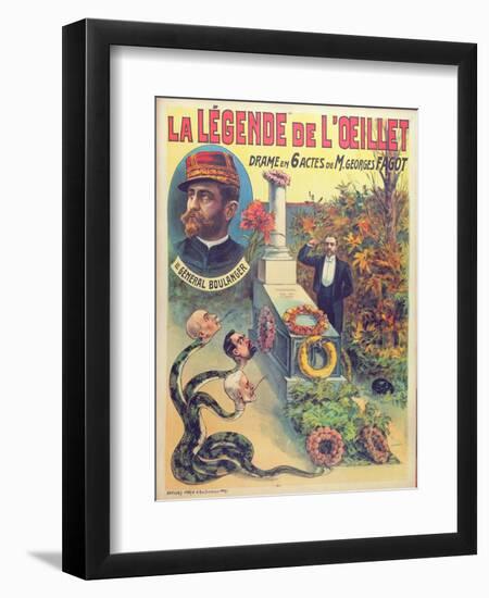 Poster Advertising 'La Legende De L'Oeillet', a Play by Georges Fagot (Colour Litho)-Candido Aragonez de Faria-Framed Premium Giclee Print