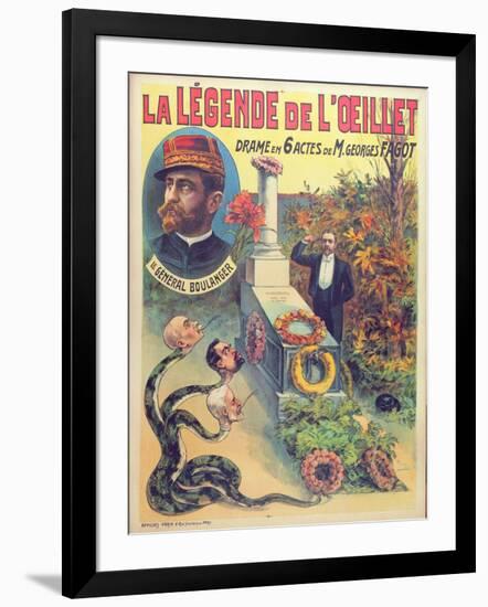 Poster Advertising 'La Legende De L'Oeillet', a Play by Georges Fagot (Colour Litho)-Candido Aragonez de Faria-Framed Giclee Print