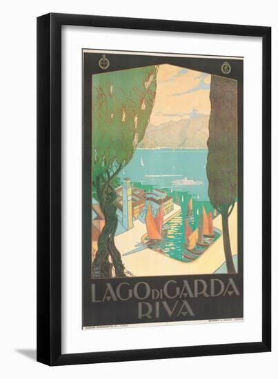 Poster Advertising Lago Di Garda, Riva, C. 1926-Antonio Simeoni-Framed Giclee Print