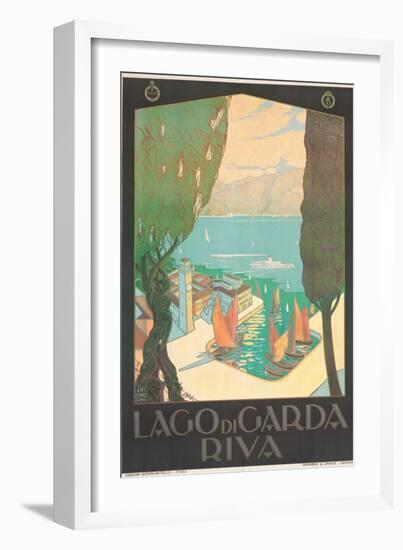 Poster Advertising Lago Di Garda, Riva, C. 1926-Antonio Simeoni-Framed Giclee Print