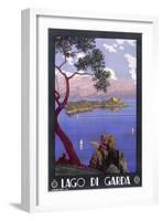 Poster Advertising Lake Garda, Italy - an Idyllic Scene-null-Framed Art Print