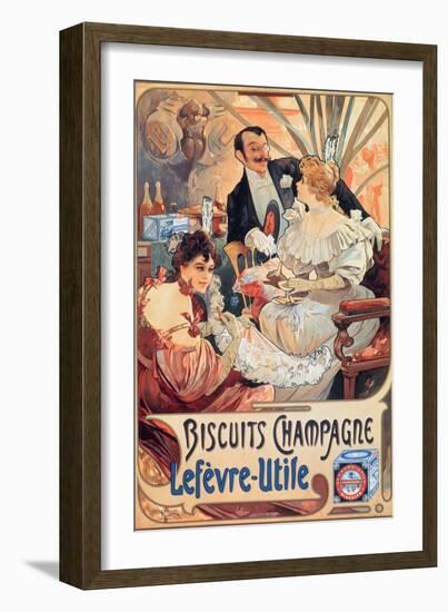 Poster Advertising 'Lefevre-Utile' Champagne Biscuits, 1896-Alphonse Mucha-Framed Premium Giclee Print