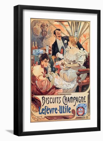 Poster Advertising 'Lefevre-Utile' Champagne Biscuits, 1896-Alphonse Mucha-Framed Premium Giclee Print