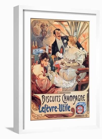 Poster Advertising 'Lefevre-Utile' Champagne Biscuits, 1896-Alphonse Mucha-Framed Giclee Print