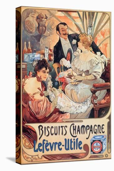 Poster Advertising 'Lefevre-Utile' Champagne Biscuits, 1896-Alphonse Mucha-Stretched Canvas