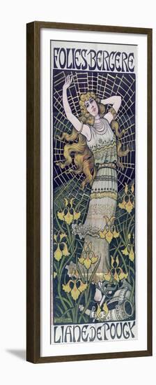 Poster Advertising Liane de Pougy at the Folies-Bergere, Paris, End of 19th Century-Paul Berthon-Framed Premium Giclee Print