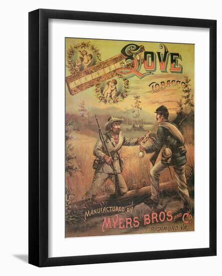 Poster Advertising 'Love Tobacco' Manufactured by Myers Bros. and Co., Richmond, Virginia, 1867-null-Framed Giclee Print