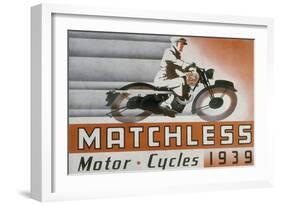 Poster Advertising Matchless Motor Bikes, 1939-null-Framed Giclee Print