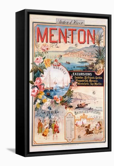 Poster Advertising Menton as a Winter Resort-V. Nozeran-Framed Stretched Canvas