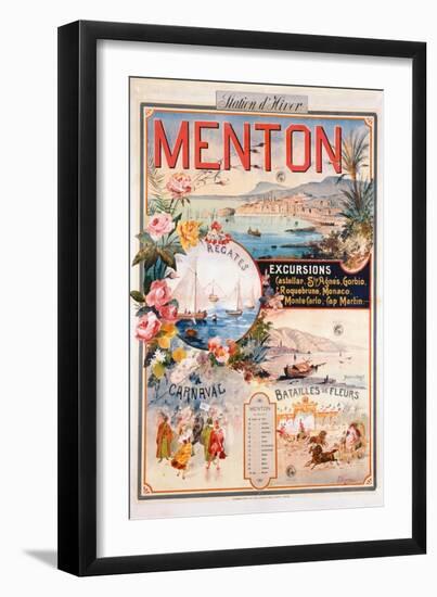 Poster Advertising Menton as a Winter Resort-V. Nozeran-Framed Giclee Print