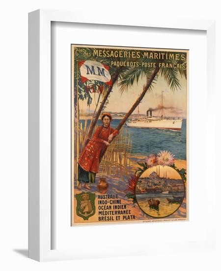 Poster Advertising Messageries Maritimes-null-Framed Photographic Print