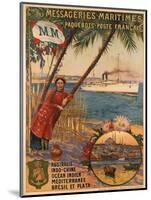 Poster Advertising Messageries Maritimes-null-Mounted Photographic Print