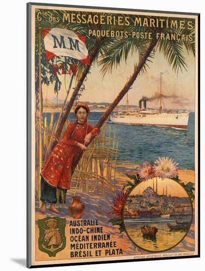 Poster Advertising Messageries Maritimes-null-Mounted Photographic Print