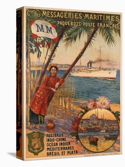 Poster Advertising Messageries Maritimes-null-Stretched Canvas