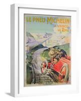 Poster Advertising 'Michelin Tyres are Faster Than Rail!'-Ernest Montaut-Framed Giclee Print