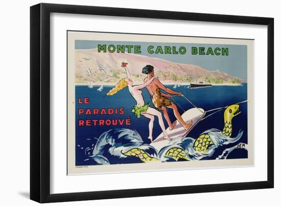 Poster Advertising Monte Carlo Beach, Printed by Draeger, Paris, C.1932 (Colour Litho)-Sem-Framed Giclee Print