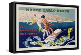 Poster Advertising Monte Carlo Beach, Printed by Draeger, Paris, C.1932 (Colour Litho)-Sem-Framed Stretched Canvas