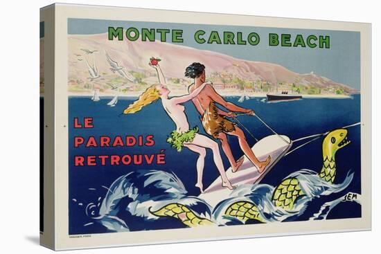 Poster Advertising Monte Carlo Beach, Printed by Draeger, Paris, C.1932 (Colour Litho)-Sem-Stretched Canvas