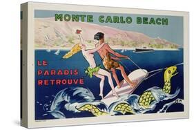 Poster Advertising Monte Carlo Beach, Printed by Draeger, Paris, C.1932 (Colour Litho)-Sem-Stretched Canvas