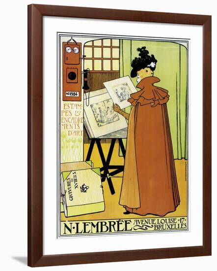 Poster Advertising 'N. Lembree' Art Shop, Brussels, 1898-Théo van Rysselberghe-Framed Giclee Print