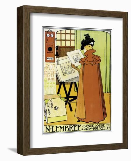 Poster Advertising 'N. Lembree' Art Shop, Brussels, 1898-Théo van Rysselberghe-Framed Giclee Print