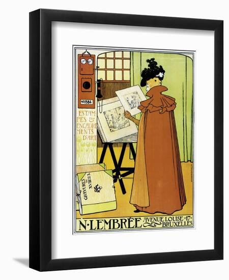 Poster Advertising 'N. Lembree' Art Shop, Brussels, 1898-Théo van Rysselberghe-Framed Giclee Print