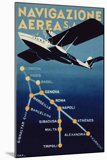 Poster Advertising Navigazione Aerea S.A., 1932-null-Mounted Giclee Print