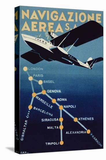 Poster Advertising Navigazione Aerea S.A., 1932-null-Stretched Canvas