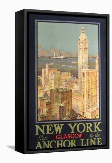 Poster Advertising New York from Glasgow by the 'Anchor Line'-null-Framed Stretched Canvas